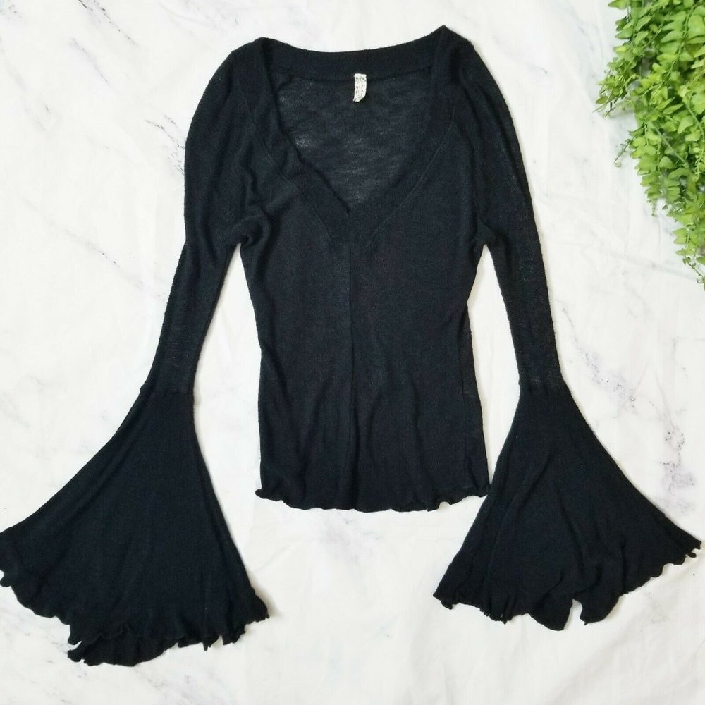 Intimately Free People Soo Dramatic Black Knit Top